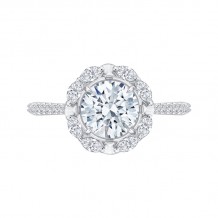 Shah Luxury 14K White Gold Round Diamond Halo Engagement Ring (Semi-Mount)