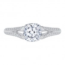 Shah Luxury Cushion Diamond Engagement Ring with Split Shank In 14K White Gold (Semi-Mount)