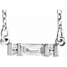 14K White 1/10 CTW Diamond Bar 16-18 Necklace