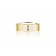 Henri Daussi 6mm Men's Wedding Band MB132 18k Gold Yellow B 0.04 Ctw, W 0.03 Ctw Black Diamond, White Diamond