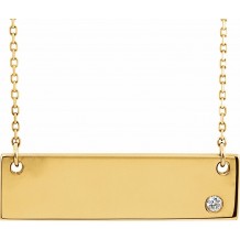 14K Yellow .03 CT Diamond Bar 18 Necklace without Engraving