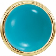 14K Yellow Turquoise Bezel-Set Single Earring