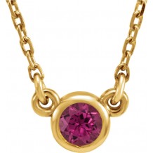 14K Yellow 4 mm Round Pink Tourmaline Bezel-Set Solitaire 16 Necklace