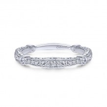 Gabriel & Co. 14k White Gold Victorian Diamond Wedding Band