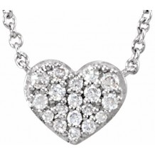 14K White 1/10 CTW Diamond Heart 18 Necklace