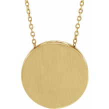 14K Yellow 17 mm Scroll Disc 16-18 Necklace