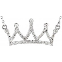 14K White 1/5 CTW Diamond Crown 16 1/2 Necklace
