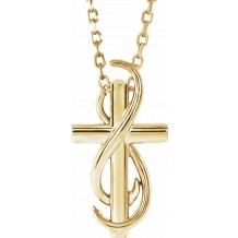 14K Yellow Cross 16-18 Necklace