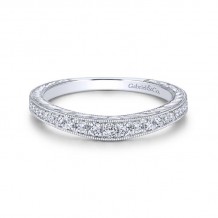 Gabriel & Co. 14k White Gold Victorian Curved Wedding Band