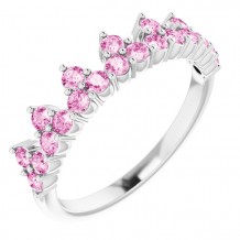 14K White Pink Sapphire Crown Ring