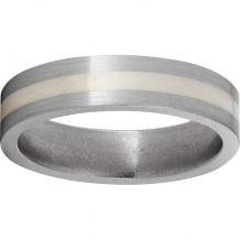 Titanium Flat Band with a 2mm Sterling Silver Inlay and Satin Finish