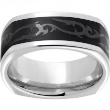 Serinium Square Band with Scroll Pattern Black CeramicInlay