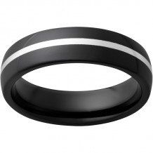 Black Diamond Ceramic Domed Band with 1mm Sterling Silver Inlay