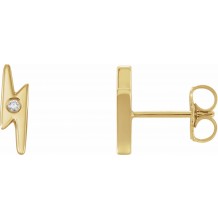 14K Yellow .03 CTW Diamond Lighting Bolt Earrings