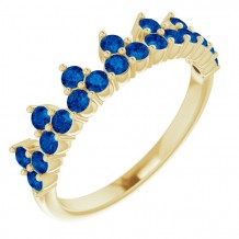 14K Yellow Blue Sapphire Crown Ring