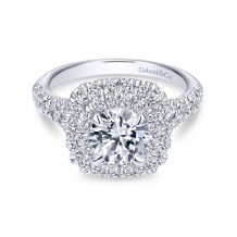 Gabriel & Co. 14k White Gold Contemporary Double Halo Engagement Ring