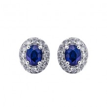 Gems One 10Kt White Gold Diamond (1/6Ctw) & Sapphire (3/8 Ctw) Earring