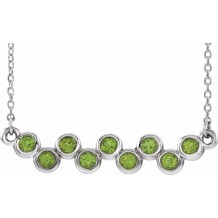 14K White Peridot Bezel-Set Bar 16-18 Necklace