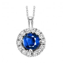 Gems One 14Kt White Gold Diamond (1/12Ctw) & Sapphire (1/4 Ctw) Pendant