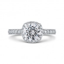 Shah Luxury Round Diamond Halo Engagement Ring In 14K White Gold (Semi-Mount)