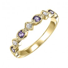 Gems One 14Kt Yellow Gold Diamond (1/20Ctw) & Amethyst (1/6 Ctw) Ring