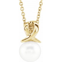 14K Yellow Freshwater Cultured Pearl Bypass 16-18 Necklace