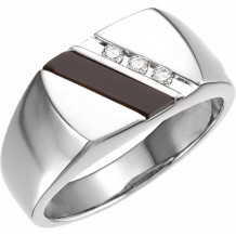 14K White Onyx & 1/10 CTW Diamond Ring