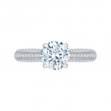 Shah Luxury 14K White Gold Round Diamond Cathedral Style Engagement Ring (Semi-Mount)