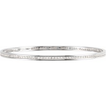 14K White 2 1/4 CTW Diamond Stackable Bangle 8 Bracelet