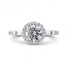 Shah Luxury 14K White Gold Round Diamond Halo Engagement Ring (Semi-Mount)