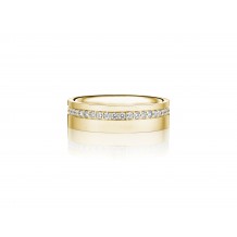 Henri Daussi 6mm Men's Wedding Band MB135 14k Gold Yellow 0.60 Ctw.