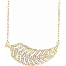 14K Yellow 3/8 CTW Diamond Leaf 16-18 Necklace