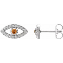 14K White Citrine & White Sapphire Earrings