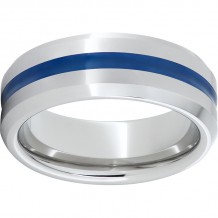 Serinium Beveled Edge Band with Thin Blue Line Inlay