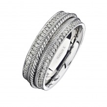 14k White Gold Pave Diamond Edge Men's Band