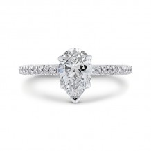 Shah Luxury 14K White Gold Pear Diamond Engagement Ring (Semi-Mount)