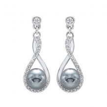 Gems One Silver Cubic Zirconia & Pearl (2 Ctw) Earring