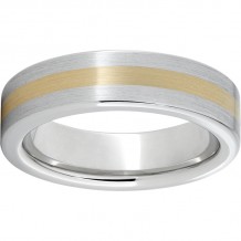 Serinium Pipe Cut Band with a 2mm 14K Yellow Gold Inlay and Satin Finish