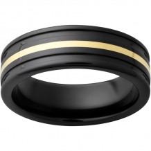 Black Diamond Ceramic Band with 1mm 18K yellow gold Inlay