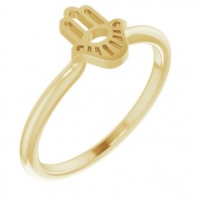 14K Yellow Hamsa Stackable Ring