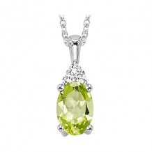 Gems One 10Kt White Gold Diamond (1/50Ctw) & Peridot (1/2 Ctw) Pendant