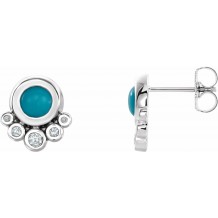 14K White Turquoise & 1/8 CTW Diamond Earrings