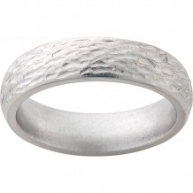 Titanium Domed Band with Bark Finish