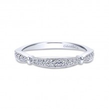 Gabriel & Co. 14k White Gold Victorian Diamond Wedding Band