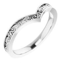 14K White Vintage-Inspired V Ring