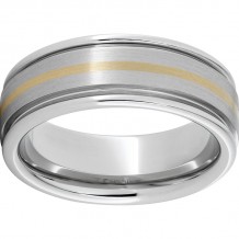 Serinium Rounded Edge Band with a 1mm 14K Yellow Gold Inlay and Satin Finish