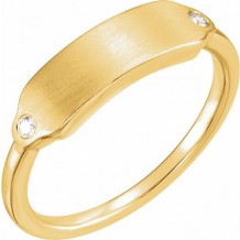 14K Yellow .03 CTW Diamond 18x5 mm Rectangle Signet Ring