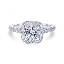 Gabriel & Co. 14k White Gold Contemporary Halo Engagement Ring