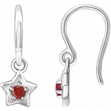 14K White 3 mm Round July Youth Star Birthstone Earrings