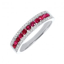 Gems One 14Kt White Gold Diamond (1/8Ctw) & Ruby (1/2 Ctw) Ring